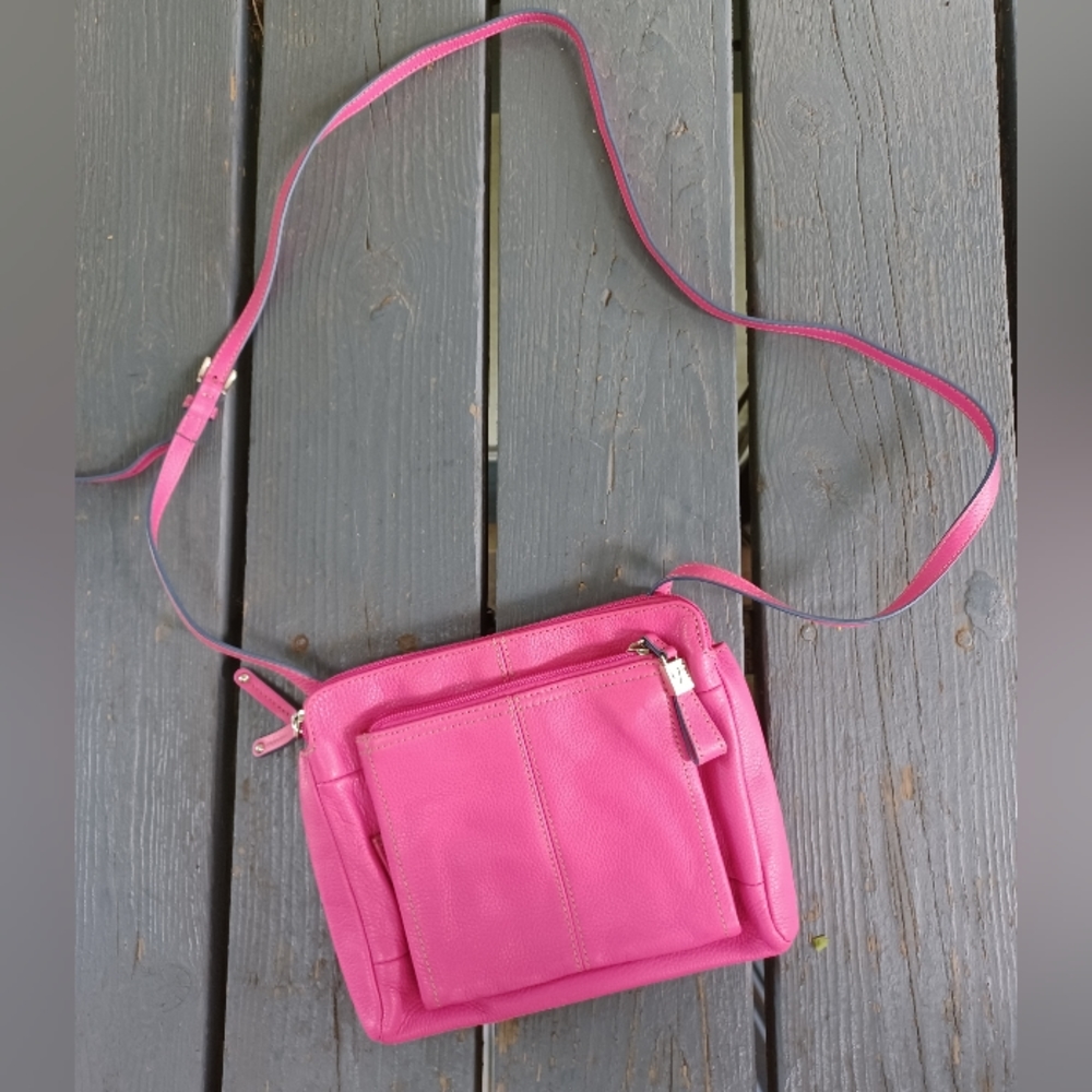 Tignanello crossbody pink leather bag